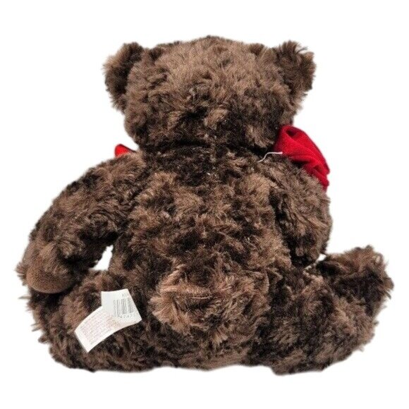 Dan Dee Love Bear Plush Brown 11.5" Sitting Red Rose Ribbon 2014 Valentine's Day - Picture 3 of 10